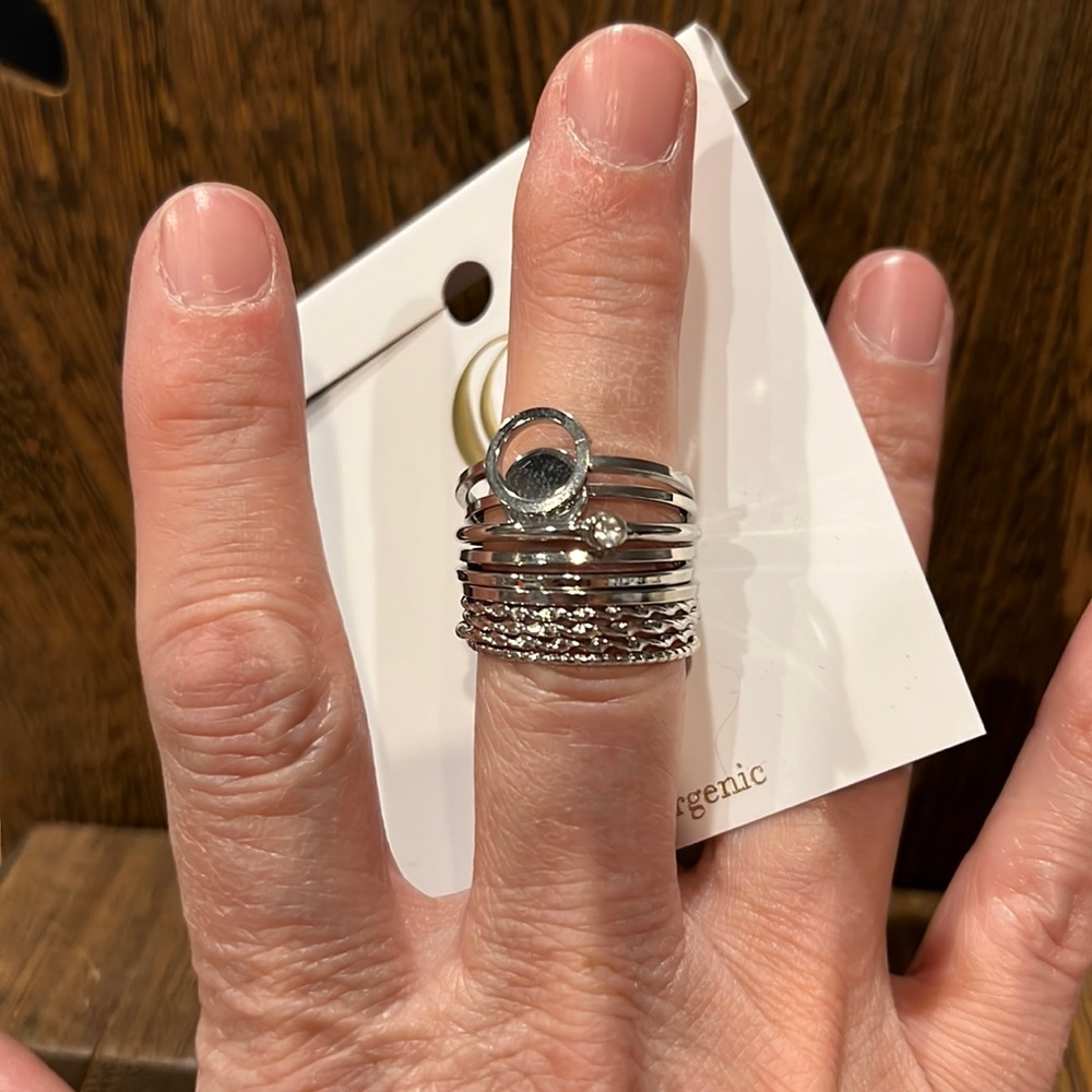 3/$15 Charming Charlie Silver Stacking Rings Size 10 - New - Lot 374
